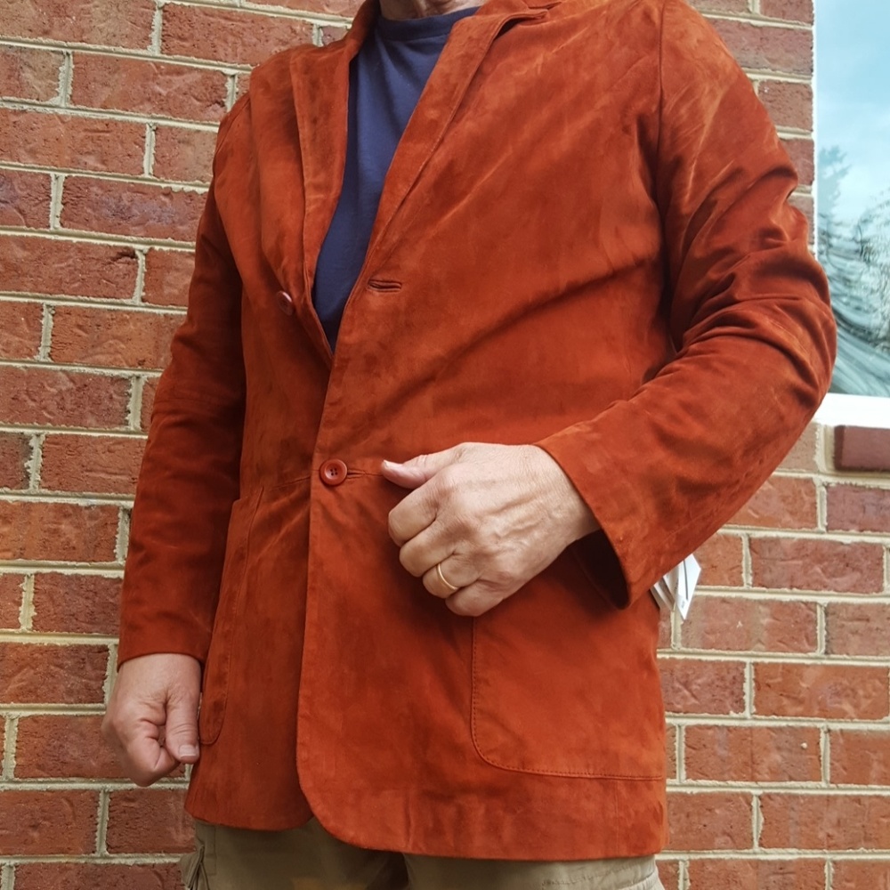 Rizal Rust-Colored Goat Suede Jacket, size 42 NWT